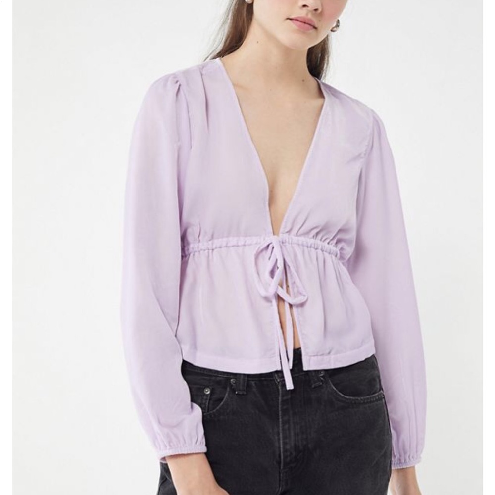 URBAN OUTFITTERS drew velvet tie waist top